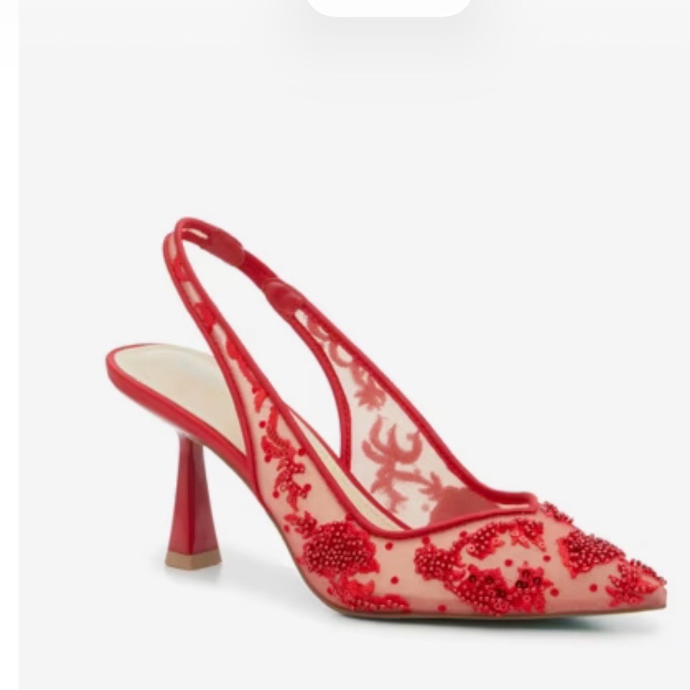 Betsy Johnson Cosmo Red Beaded Slingback Heels